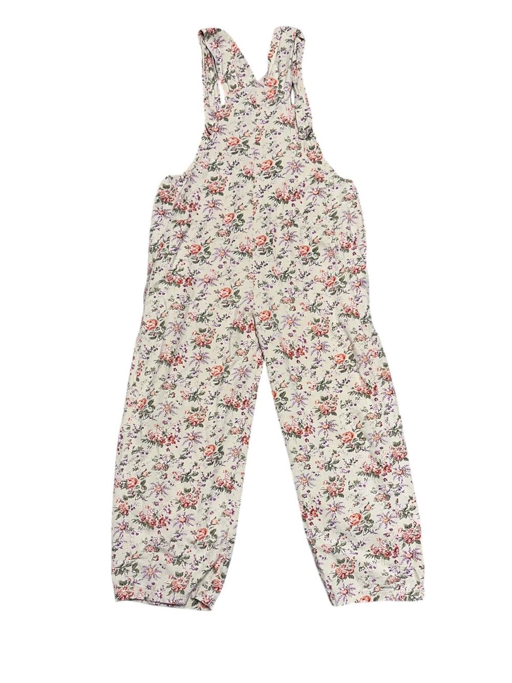 April Cornell Vintage Inspired Floral Overalls with Pockets, Size Large